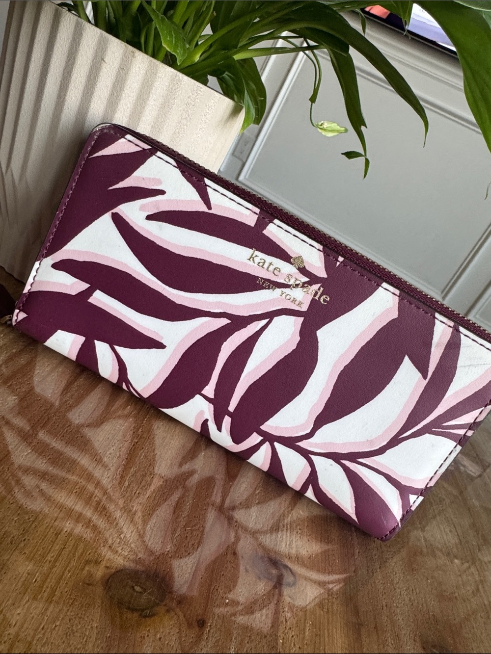 kate spade Plum & Blush Abstract Zip Wallet
